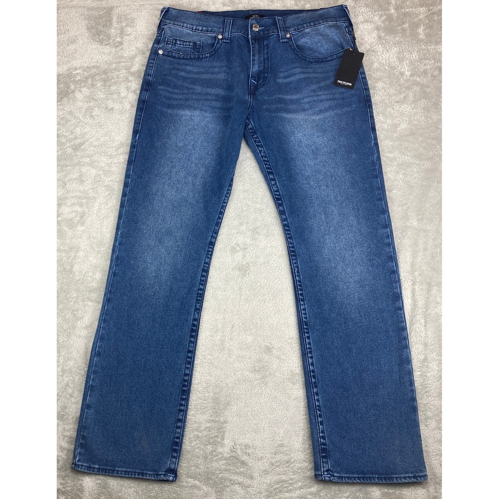 True Religion Men Ricky Relaxed Straight Jeans Medium Harmonious Wash Size 36